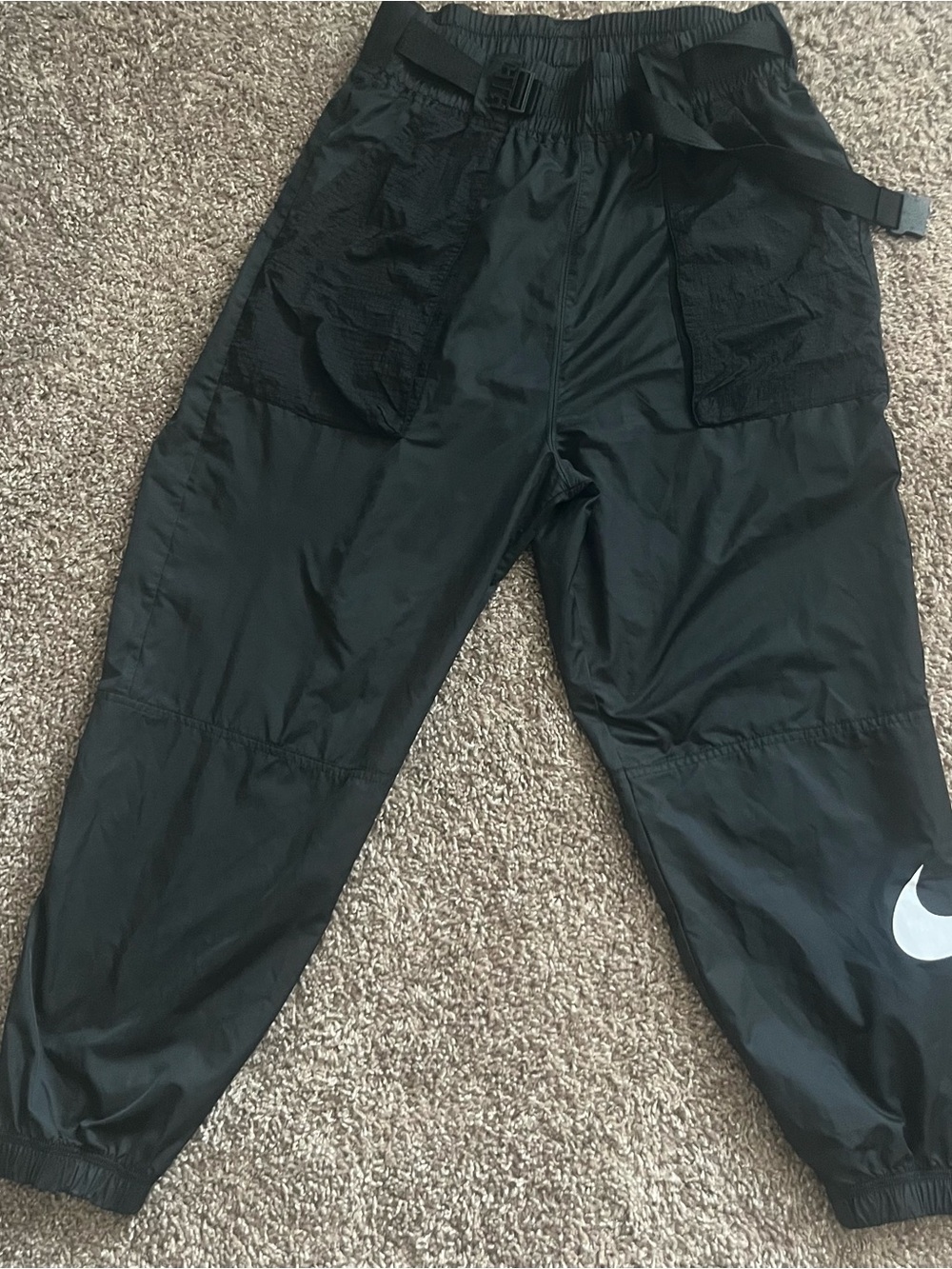 Nike Black Track Joggers with White Swoosh - Picture 2 of 3